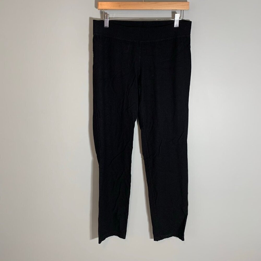 Eileen Fisher Womens Black Stretch Ponte Knit Pull On Ankle Pants‎ Size Small